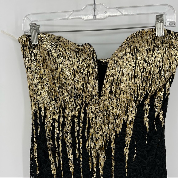 Cameo Gold Metallic Strapless Dress Large - Picture 2 of 8